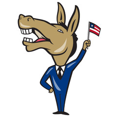 Democrat Donkey Mascot American Flag