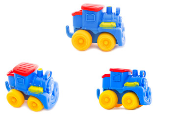 Set. Toy a plastic nursery, a steam locomotive of bright shades.