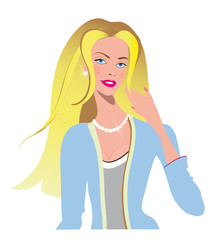 beautiful woman, blonde, girl, person, hair, smile, pearls