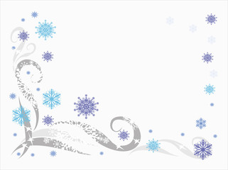 Fototapeta na wymiar Winter background with snowflakes and patterns