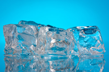 ice cubes on a blue background