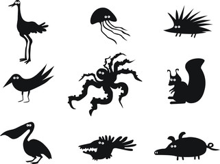 Set of Funny Vector Animals