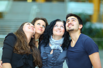 Group of merry students.