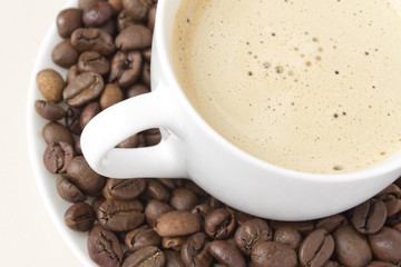 Coffee cup and coffee beans