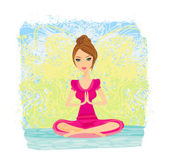 Yoga girl in lotus position