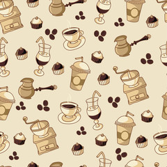 Vector seamless pattern of coffee