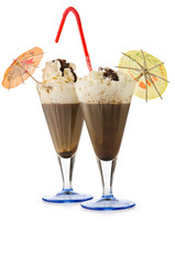 Chocolate cocktail isolated on the white