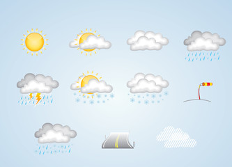 Weather icons - sunny, cloudy, rain, snow and more