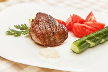 steak with fresh vegetables