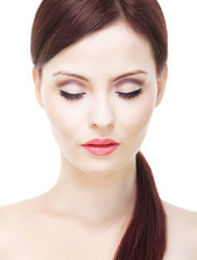 Obraz premium Attractive woman with perfect skin, eyes closed
