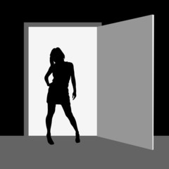 girl standing in front of the room