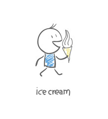 Obraz na płótnie Canvas Man jedzenia lodów