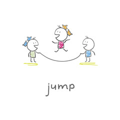 Children playing jumping rope