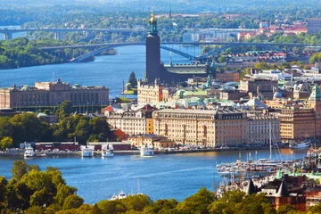 Fotobehang Luchtpanorama van Stockholm, Zweden © Scanrail