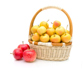 basket of apples on a white background