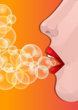 Girl Blowing Bubbles, illustration