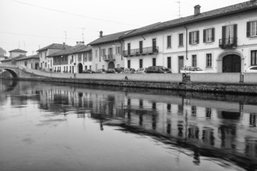 Naviglio Pavese Boffalora B&W image