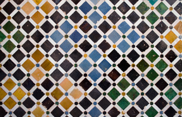 Colorful tiles, arabic style, in the Alhambra, Granada