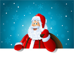Happy Santa Claus over white blank