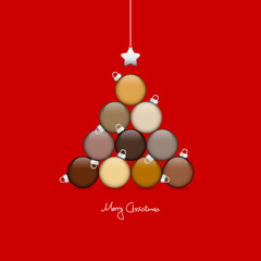 Xmas Card Abstract Christmas Tree Red/Brown Silver