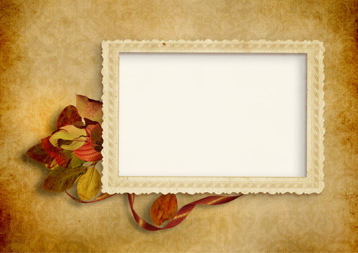 Vintage background with old photo frame
