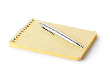 Spiral notebook and pen