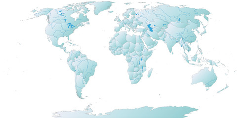 Weltkarte mit Gewässernetz