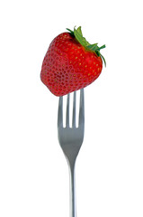 Erdbeere auf Gabel