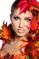 Autumn Woman. Beautiful creative makeup