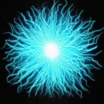 Electric flash of lightning on a colored background