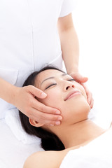 Fototapeta na wymiar attractive asian woman on facial massage