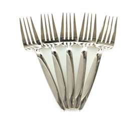 a set of forks isolated on white