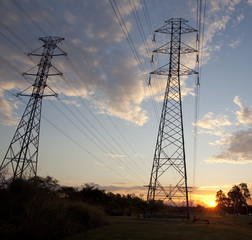 Electricity tower in the sunset