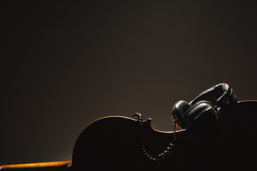 violoncello and headphones