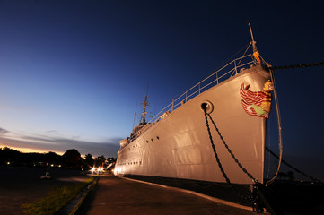 Battleship in the twilight