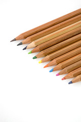 row of wooden color pencils