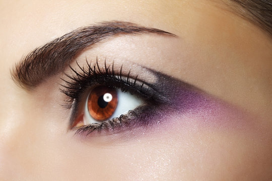 Purple Eye Makeup. Beautiful eye makeup close up