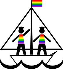 Sailors in rainbow vests