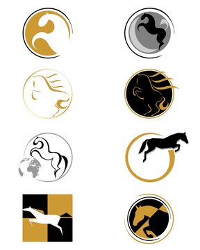 set of logos with a horse