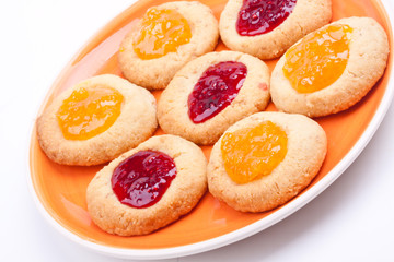 Fototapeta na wymiar homemade cookies with marmalade