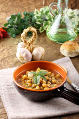 Chickpea soup on bowl