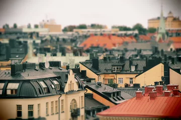 Fotobehang Vista panorámica del centro de Estocolmo, Suecia © Laiotz