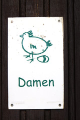 Toilettenschild Damen (Huhn)