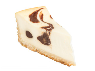 cheesecake with chocolate sauce.