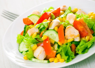 fresh vegetable salad with chicken