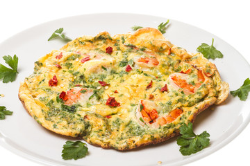 fresh Scrambled eggs with shrimp