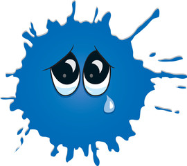 Sad crying blot with eyes. Vector