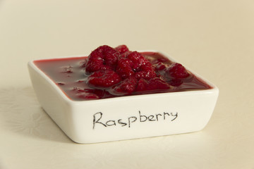 Raspberries in juice