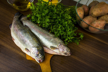 Two raw trouts