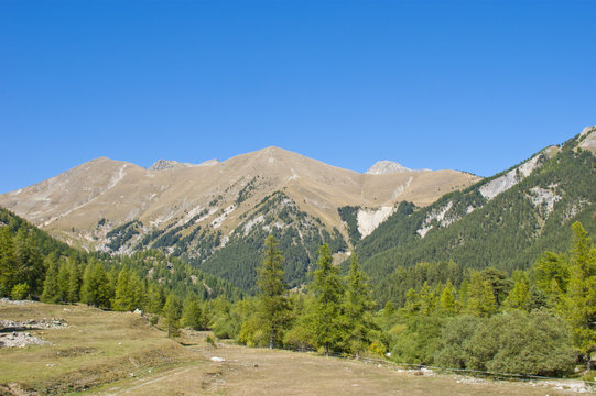 Valley at the foot of the mountain